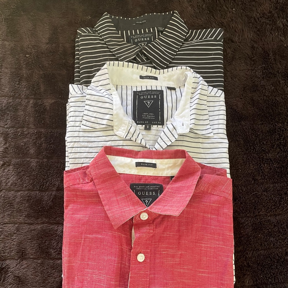 GUESS long sleeve dress shirts slim fit